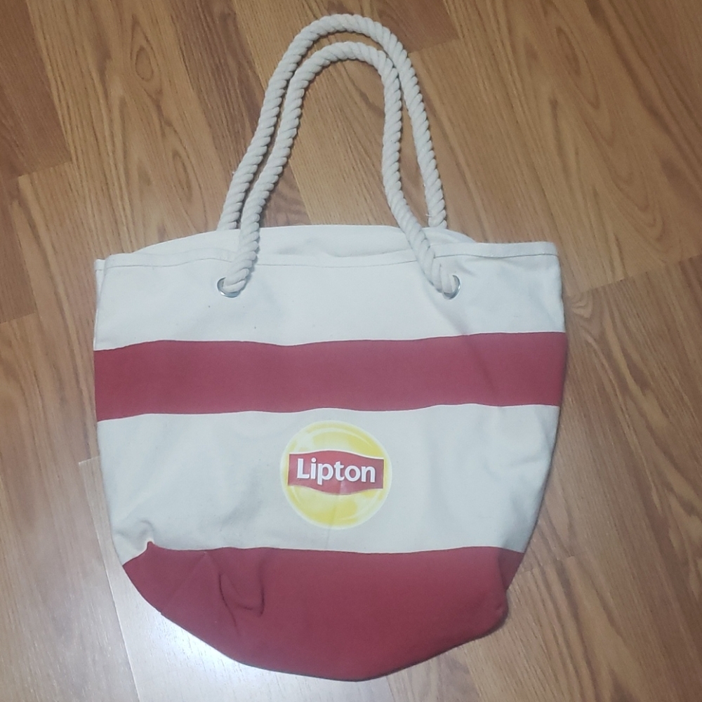 Lipton NWOT canvas beach tote bag rope handles